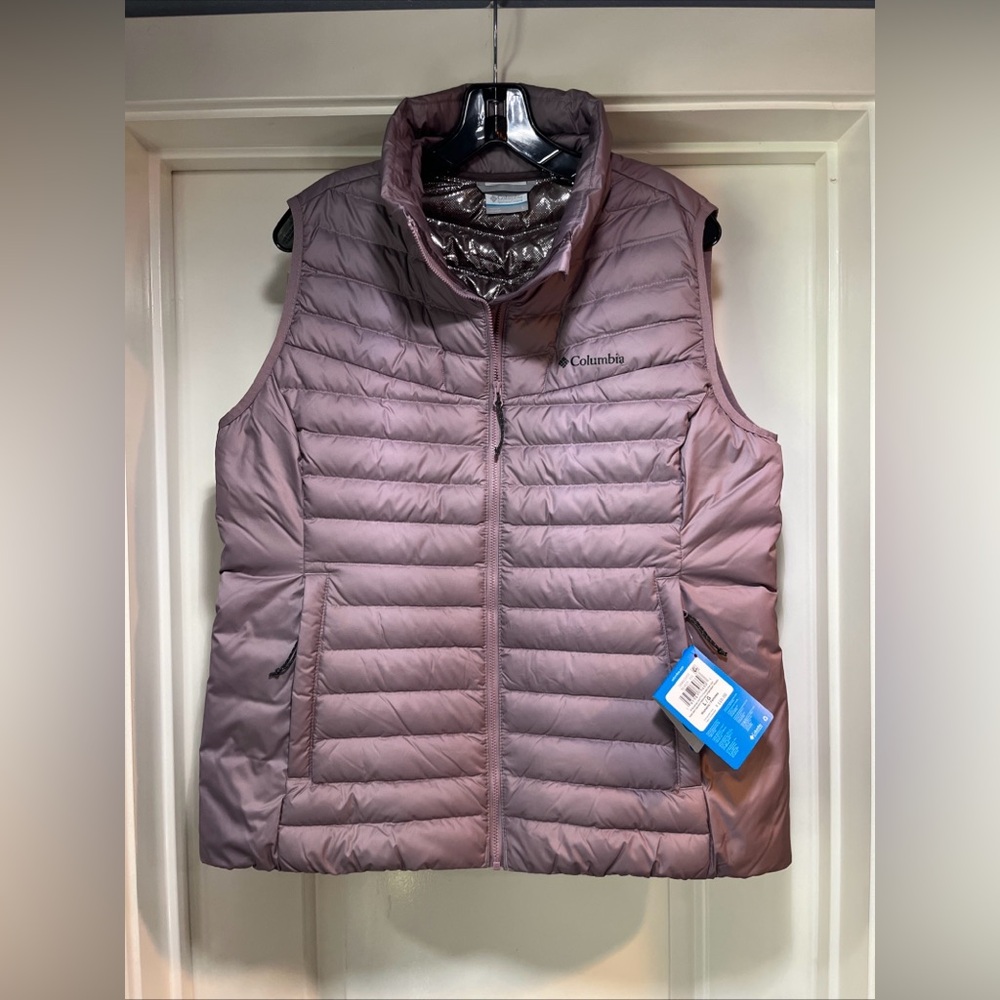 Womens Large Columbia Woodrose Crest Packable Down Vest Puffer Insulated New Tag